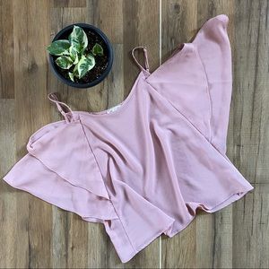 5/$25 Pink cold shoulder crop top